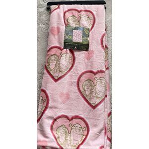 Shrek And Fiona Valentines Hearts Soft Plush Throw Blanket 50” X 70” Pink NEW